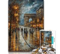 Puzzles for Adults Teens 1000 Pieces Eiffel Tower Oil Painting,Toys Educational Games Stress Relieving Unique Home Decor And Gifts (75x50cm)