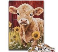 Puzzles for Adults Teens 1000 Pieces Farm Sunflower Cows Challenging Game And Family Play for Is Ideal As A Gift for The Whole Family 50x75cm