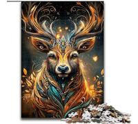 Puzzles for Adults Teens 1000 Pieces Flower Deer, Educational Games Home Decoration Suitable for Desktop Decoration (Size 50x75cm)