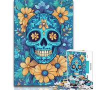 Puzzles for Adults Teens 1000 Pieces Flower Skull 1000 Pieces for Adults,Learning Educational Toys Family Games Unique Birthday And Gifts 38x26cm