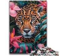 Puzzles for Adults Teens 1000 Pieces Flowers And Leopards Challenging Game And Family Play for Is Ideal As A Gift for The Whole Family 26x38cm