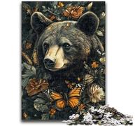 Puzzles for Adults Teens 1000 Pieces Flowers Butterfly Brown Bear for Age 14 Years And over Decompressing Intellectual Educational Toy Great Gift 38x26cm
