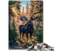 Puzzles for Adults Teens 1000 Pieces Forest Moose Challenging To Complete But Fun And Humorous Educational Game for Birthday 26x38cm
