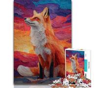 Puzzles for Adults Teens 1000 Pieces Fox Sunset 1000 Piece Puzzle,Challenging Game Gifts for Is Ideal As A Gift for The Whole Family 75x50cm