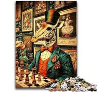 Puzzles for Adults Teens 1000 Pieces Giraffes Playing Chess Relax Games Educational Game for Birthday, Chrismas for And Age 14 Years Up 26x38cm