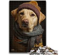 Puzzles for Adults Teens 1000 Pieces Golden Retriever Wearing A Hat, Decompressing Intellectual Educational Toy Is Ideal As Gifts for The Whole Family 50X75CM