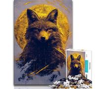 Puzzles for Adults Teens 1000 Pieces Golden Wolf Fox,Help The Brain Exercise Addictive Toys to Cultivate Patience Artists Collection,Fine Art (38x26cm)