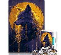 Puzzles for Adults Teens 1000 Pieces Golden Wolf,Toys Educational Games Stress Relieving Artists Collection,Fine Art (75x50cm)