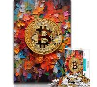 Puzzles for Adults Teens 1000 Pieces Graffiti Bitcoin 1000 Piece Puzzle,Challenging Game Gifts for Is Ideal As A Gift for The Whole Family 38x26cm
