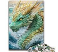 Puzzles for Adults Teens 1000 Pieces Green Flying Dragon Stress Reliever Difficult Challenge Is Ideal As Gifts for The Whole Family 26x38cm