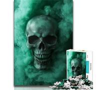 Puzzles for Adults Teens 1000 Pieces Green Smoke Skull 1000 Piece Puzzle,Challenging Game Gifts for Is Ideal As A Gift for The Whole Family 75x50cm
