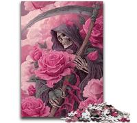 Puzzles for Adults Teens 1000 Pieces Grim Reaper Pink 1000 Pieces for Adults,Learning Educational Toys Family Games Unique Birthday And Gifts (38x26cm)