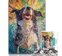 Puzzles for Adults Teens 1000 Pieces Happy Border Collie,Help The Brain Exercise Addictive Toys to Cultivate Patience Artists Collection,Fine Art (75x50cm)