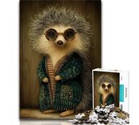 Puzzles for Adults Teens 1000 Pieces Hedgehog in Suit Teenager Jigsaw,Brain Intelligence Challenge Addictive Toys for Home Decoration (size 38x26cm)