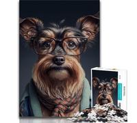 Puzzles for Adults Teens 1000 Pieces Hipster Dog in Clothes Teenager Jigsaw,Challenging Game for Is Ideal As A Gift for The Whole Family 38x26cm