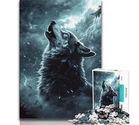Puzzles for Adults Teens 1000 Pieces Howling Wolf Teenager Jigsaw,Challenging Game for Is Ideal As A Gift for The Whole Family 38x26cm