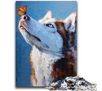 Puzzles for Adults Teens 1000 Pieces Husky Butterfly 1000 Pieces for Adults,Learning Educational Toys Family Games Unique Birthday And Gifts (38x26cm)