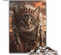 Puzzles for Adults Teens 1000 Pieces Indian Cat,Decompressing Intellectual Educational Toy Is Ideal As Gifts for The Whole Family 38x52cm