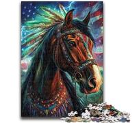Puzzles for Adults Teens 1000 Pieces Indian Horse Adult Jigsaw,Challenging Difficult Deal As Gifts for The Whole Family (50x75cm)