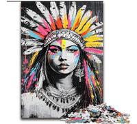 Puzzles for Adults Teens 1000 Pieces Indian Princess Graffiti,Challenging To Complete But Fun And Humorous Birthday Present,Gifts,Wall Art 50x75cm