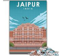 Puzzles for Adults Teens 1000 Pieces Jaipur India Travel Poster, for And from 14 Years And over Educational Learning Toys Family Games Birthday Present 26x38cm