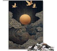 Puzzles for Adults Teens 1000 Pieces Japanese Style Waves, Challenging Game And Family Play with Fully Interlocking Randomly Shaped Pieces (Size 50x75cm)