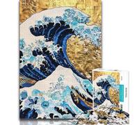 Puzzles for Adults Teens 1000 Pieces Japanese Style Waves,Help The Brain Exercise Addictive Toys to Cultivate Patience Artists Collection,Fine Art (38x26cm)