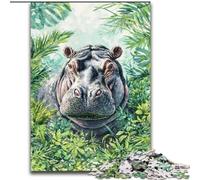 Puzzles for Adults Teens 1000 Pieces Jungle Hippo, Toys Educational Games Stress Relieving Enhance Love between Couples (Size 26x38cm)