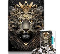Puzzles for Adults Teens 1000 Pieces King Tiger Golden Art Deco Adult Puzzles,Stress Reliever Difficult Challenge Unique Home Decor And Gifts (size 75x50cm)