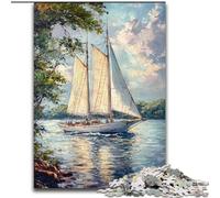 Puzzles for Adults Teens 1000 Pieces Large Saillboat on The River,Challenging To Complete But Fun And Humorous Birthday Present,Gifts,Wall Art 50x75cm