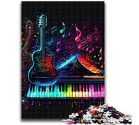 Puzzles for Adults Teens 1000 Pieces Live Music Neon Stress Reliever Difficult Challenge Deal As Gifts for The Whole Family 26x38cm