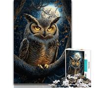 Puzzles for Adults Teens 1000 Pieces Midnight Owl,Help The Brain Exercise Addictive Toys to Cultivate Patience Artists Collection,Fine Art (75x50cm)