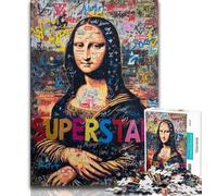 Puzzles for Adults Teens 1000 Pieces Mona Lisa Is Funny Teenager Puzzles,Educational Games Home Decoration Suitable for Desktop Decoration 38x26cm