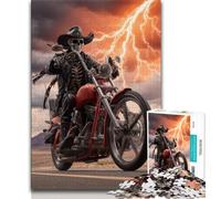 Puzzles for Adults Teens 1000 Pieces Motorcycle Skeleton,Educational Stress Relief Toy for Is Ideal As A Gift for The Whole Family (75x50cm)
