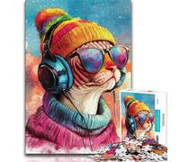 Puzzles for Adults Teens 1000 Pieces Music Cat,Family Game Stress Reliever Difficult Challenge Enhance Love between Couples (75x50cm)