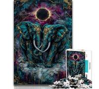 Puzzles for Adults Teens 1000 Pieces Mysterious Elephant,Toys Educational Games Stress Relieving Artists Collection,Fine Art (38x26cm)