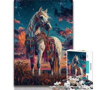 Puzzles for Adults Teens 1000 Pieces Native American Horse,Help The Brain Exercise Addictive Toys to Cultivate Patience Artists Collection,Fine Art (75x50cm)