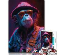 Puzzles for Adults Teens 1000 Pieces Neon Chimpanzee Teenager Jigsaw,is Ideal As Gifts for The Whole Family Suitable for And 14 (size 75x50cm)