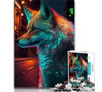 Puzzles for Adults Teens 1000 Pieces Neon Fox Adult Puzzles,Stress Reliever Difficult Challenge Unique Home Decor And Gifts (size 75x50cm)