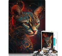 Puzzles for Adults Teens 1000 Pieces Neon Ocelot Teenager Jigsaw,Challenging Game for Is Ideal As A Gift for The Whole Family 38x26cm