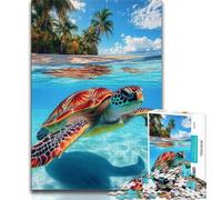 Puzzles for Adults Teens 1000 Pieces Ocean Turtle, Educational Family Game,with Fully Interlocking Randomly Shaped Pieces for And 14 Years Old 38x26cm