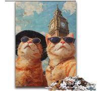 Puzzles for Adults Teens 1000 Pieces Orange Cat Taking Selfie,Toys Educational Games Stress Relieving Artists Collection,Fine Art 38x52cm