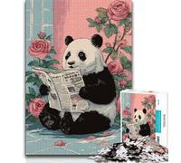 Puzzles for Adults Teens 1000 Pieces Panda Reading A Newspaper,Family Game Stress Reliever Difficult Challenge Enhance Love between Couples (75x50cm)