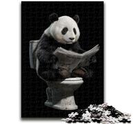 Puzzles for Adults Teens 1000 Pieces Panda Sitting on The Toilet Teenager Jigsaw,Challenging Game for Is Ideal As A Gift for The Whole Family (26x38cm)