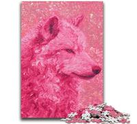 Puzzles for Adults Teens 1000 Pieces Pink Wolf Painting Adult Jigsaw,Challenging Family Activity Games DIY Toy for Home Wall Decor Gifts (38x26cm)
