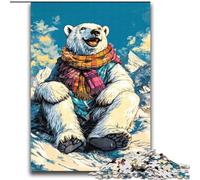Puzzles for Adults Teens 1000 Pieces Polar Bear Wearing A Scarf,Family Game Stress Reliever Difficult Challenge Enhance Love between Couples 38x52cm