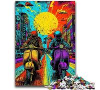 Puzzles for Adults Teens 1000 Pieces Pop-art Riding A Motorcycle Challenging Game And Family Play for Is Ideal As A Gift for The Whole Family 26x38cm