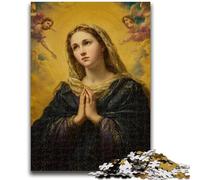 Puzzles for Adults Teens 1000 Pieces Portrait of Mary The Mother, Challenging Game And Family Play with Fully Interlocking Randomly Shaped Pieces 26X38CM