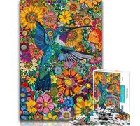 Puzzles for Adults Teens 1000 Pieces Psychedelic Animal Hummingbird Teenager Jigsaw,Brain Intelligence Challenge Addictive Toys for Home Decoration (size 75x50cm)