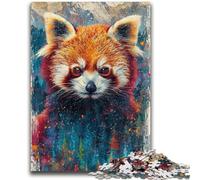 Puzzles for Adults Teens 1000 Pieces Psychedelic Red Panda for And from 14 Years And over Hands-on Game Christmas Game Gifts 26x38cm